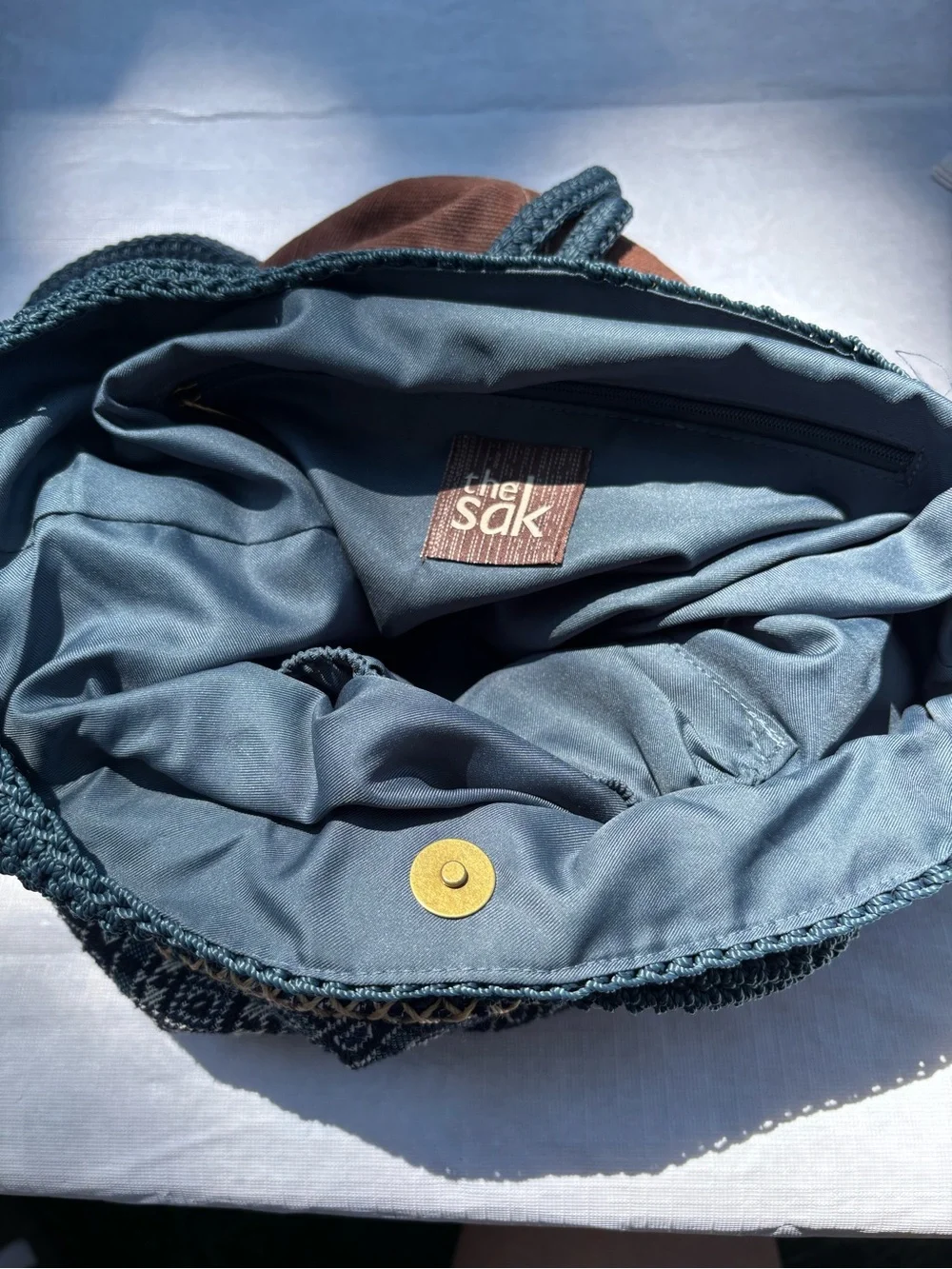 The Sak Teal Woven Drawstring BookBag